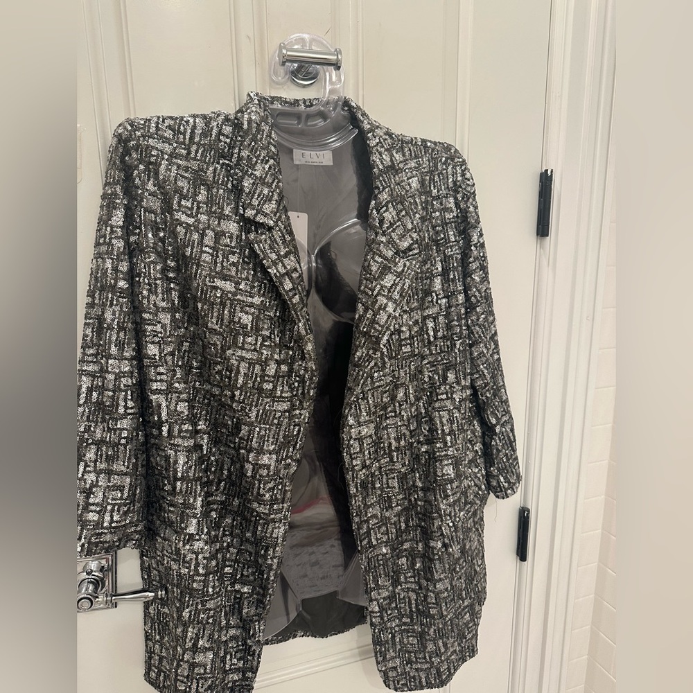 Silver micro sequin patterned blazer
